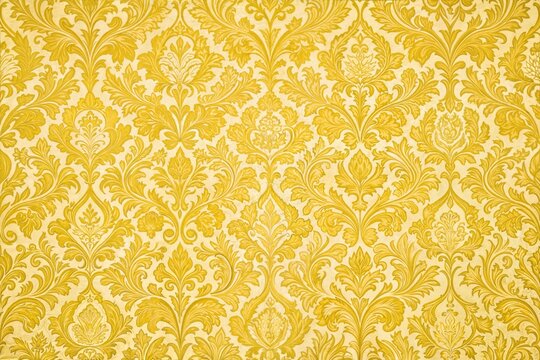 Fototapeta Vintage floral wallpaper in gold and yellow tones