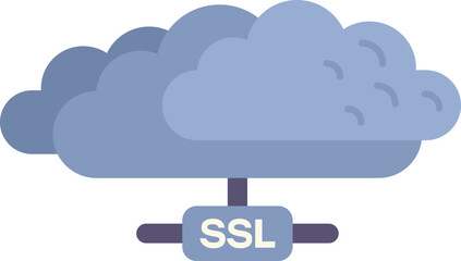 Simple icon of a cloud computing network using ssl encryption for secure data transfer