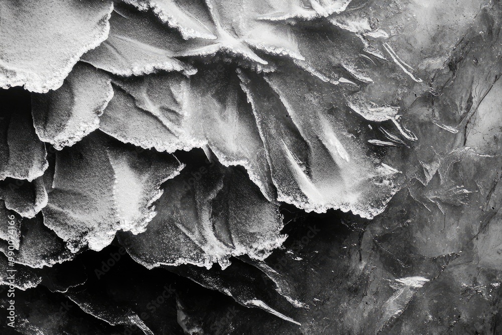 Poster Abstract Black and White Ice Formation Texture