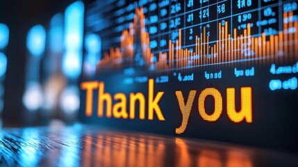 Thank You Message on Digital Display with Data Visualization