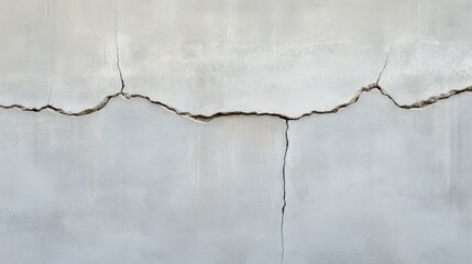 A close-up of a cracked concrete wall with peeling layers, revealing the underlying structure. The cracks create interesting patterns and textures, suggesting age and wear. This image can be used as a