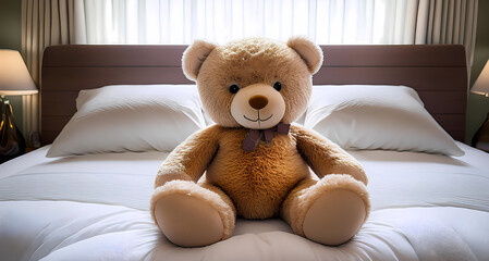 Teddy bear doll on the bed