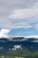 Landscape of mountain covered fog