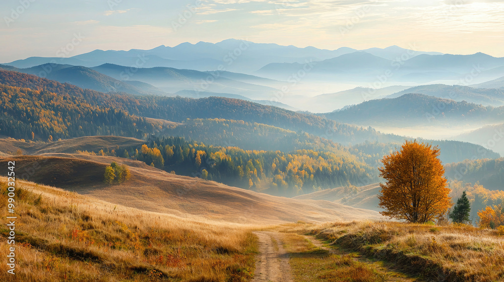 Canvas Prints beautiful view of the autumn in mountains covered with forest