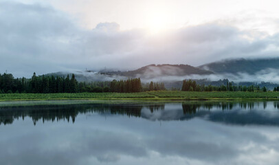 Fototapeta premium Landscape of the beautiful lake