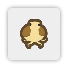 cuttlefish icon on button, cuttlefish flat icon vector, cuttlefish flat illustration, cuttlefish head, cuttlefish  cartoon png