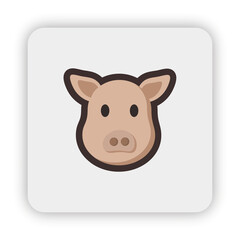 pig icon on button, pig flat icon vector, pig flat illustration, pig head, pig cartoon png