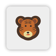 tiger icon on button, tiger flat icon vector, tiger flat illustration, tiger head, tiger cartoon png