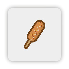 sausage corn dog, sausage corn dog flat icon, sausage corn dog icon on button