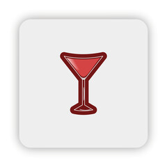 Pomegranate cocktail, cocktail flat icon, cocktail icon on button