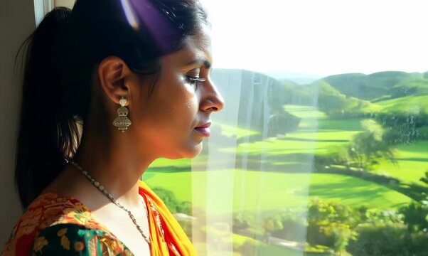 Pensive Malagasy Woman Reflecting by the Window