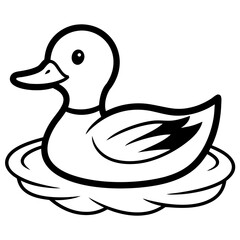 duck swimming in a pond drawn illustration 