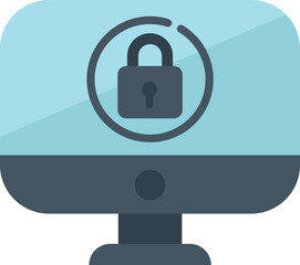 Computer security system showing lock icon on screen, data protection concept