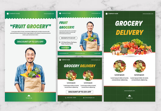 Gradient Green and White Fruit Grocery Social Media Post And Story