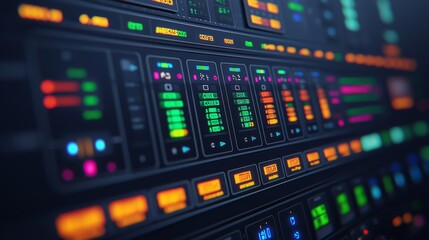 Futuristic Smart Home Control Panel with Colorful Interface Displaying Advanced Technology Features