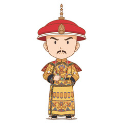 Cartoon Character of Qing dynasty emperor of China.	