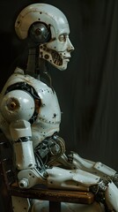 Fototapeta premium Futuristic Robot Design: A Close Up of a Humanoid Android