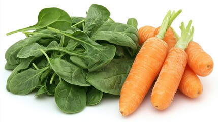 Fresh Spinach and Baby Carrots, A Healthy and Vibrant Veggie Duo