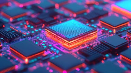 Futuristic Smart Home Technology with Advanced Circuit Boards and Glowing Microchips