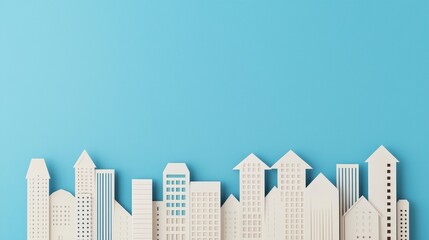 Obraz premium Sustainable Cityscape in Paper Cutting Art Representing ESG Concepts with Blue Background