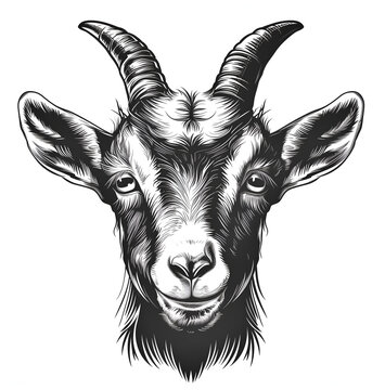 recommend clip art: goat head silhouette on white background	
                    
