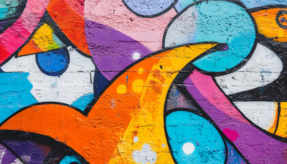 Fototapeta premium A graffiti-covered urban wall, showcasing vibrant colors, bold lines, and an edgy, artistic vibe