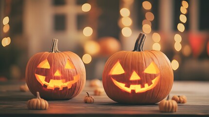 Fototapeta premium A Halloween celebration features minimalist decor made from sustainable materials like paper and wood, showcasing an eco-conscious approach that blends contemporary aesthetics with sleek design