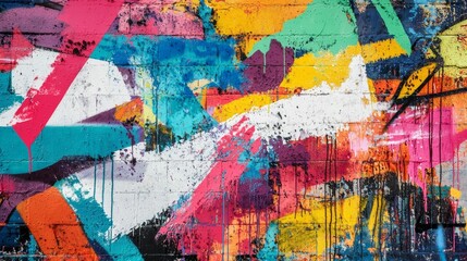 Colorful urban graffiti wall, bold abstract street art