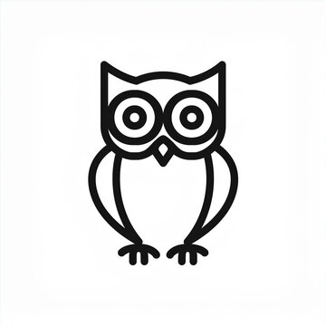 recommend clip art: owl black line icon isolated on white