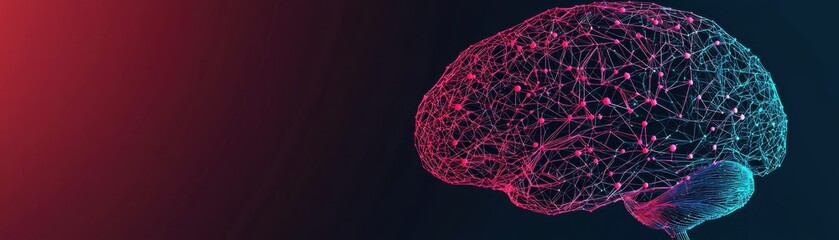 A vivid representation of a human brain with colorful neural networks, showcasing the complexity of human cognition.