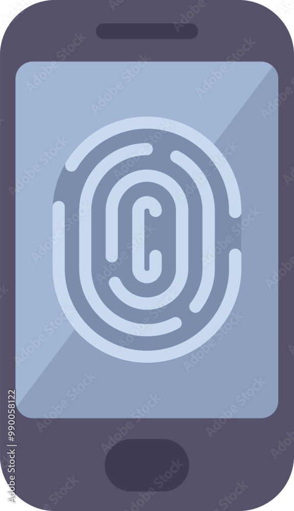 Poster smartphone is showing a fingerprint scanner for unlocking and verifying identity