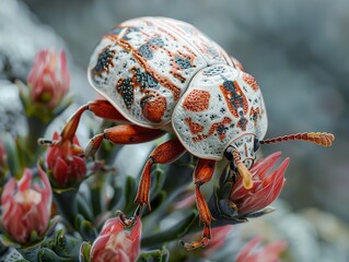 Colorful Beetle on a Flower: Macro Photography