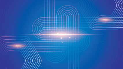 Abstract glowing circle lines on dark blue background. Geometric stripe line art design. Modern shiny blue lines. Futuristic technology concept. Suit for poster, cover, banner, brochure, website