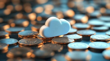 Cloud hovering over coins, emphasizing the financial strain of cloud storage costs