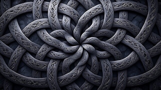A mandala based on intricate Celtic knot patterns, featuring woven loops and spirals, black and white, detailed knotwork, endless loops, sharp lines, balanced symmetry, high contrast.