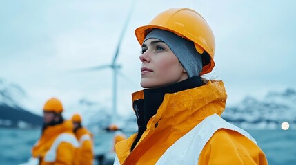 Young Professional in Safety Gear Observing Wind Turbines - Environment Social Governance (ESG) Concept