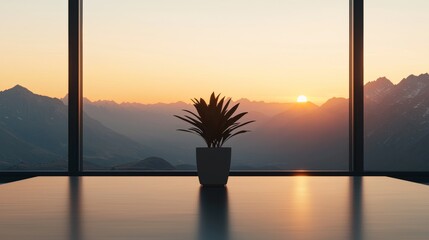 Fototapeta premium Sustainable Business Growth with Environment Social Governance ESG Concept at Sunrise Over Mountain Landscape