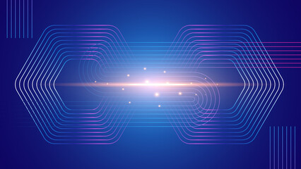 Abstract glowing circle lines on dark blue background. Geometric stripe line art design. Modern shiny blue lines. Futuristic technology concept. Suit for poster, cover, banner, brochure, website