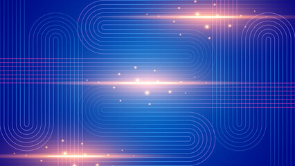 Abstract glowing circle lines on dark blue background. Geometric stripe line art design. Modern shiny blue lines. Futuristic technology concept. Suit for poster, cover, banner, brochure, website