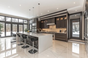 Modern Kitchen with Island and Patio