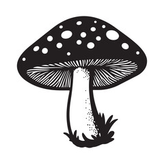 Mushroom Icon silhouette vector on white background, doodle style, Isolated 2d vector illustration in logo, icon, sketch style