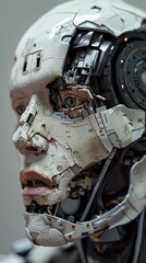 Close-up of a Futuristic Cyborg Head