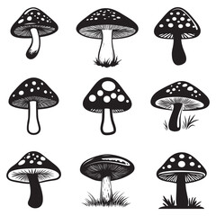 Mushroom Icon silhouette vector on white background, doodle style, Isolated 2d vector illustration in logo, icon, sketch style