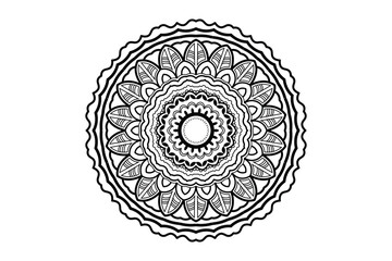 Unique Round Mandala Vector Design black and white