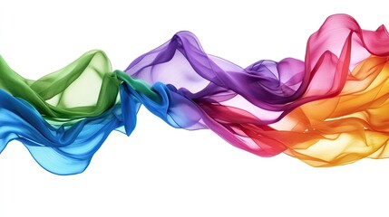 Fototapeta premium Flowing rainbow-colored ribbons forming an artistic flag, representing LGBTQ pride, love, and diversity.
