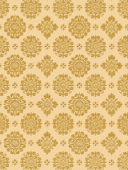 Elegant embossed gold floral pattern on cream background.