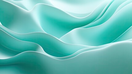 Obraz premium Fluid 3D teal wave background with soft gradients and smooth undulations, creating a modern, energetic visual.