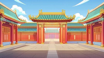 Fototapeta premium anime background of the kingdom 's palace with fresh air