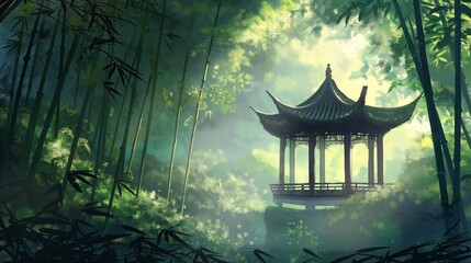 anime background of the bamboo forest