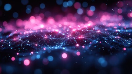 Abstract Digital Landscape with Glowing Lights